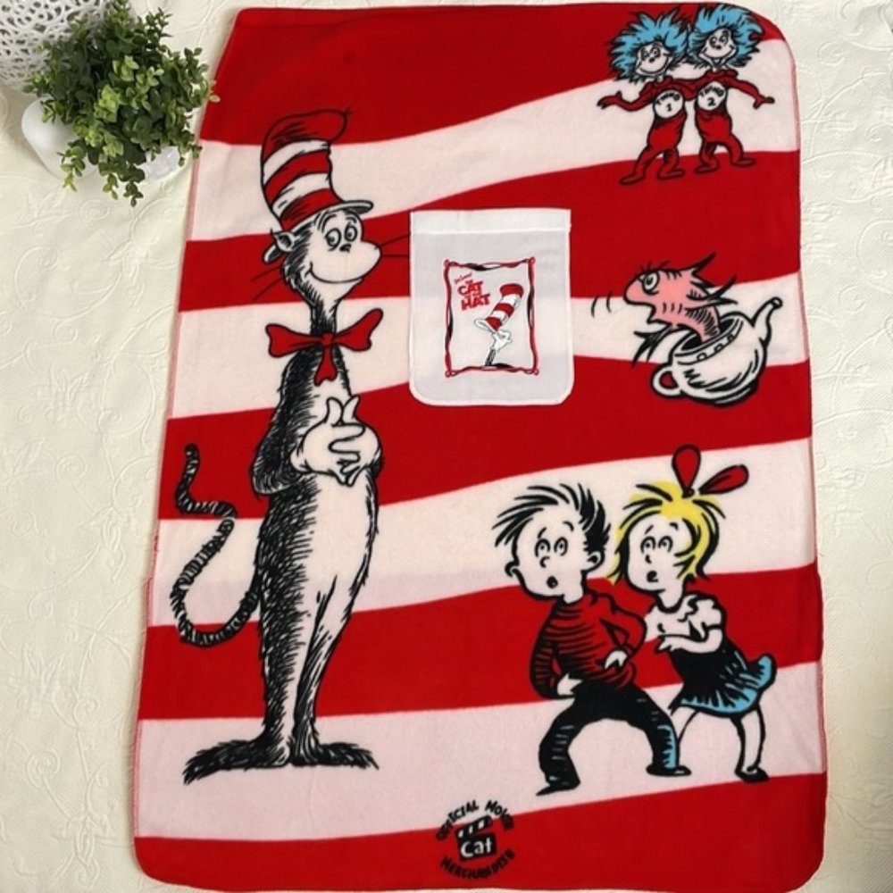 CAT In The Hat Fleece Comfy Couch Light Blanket Official Movie Merchandise